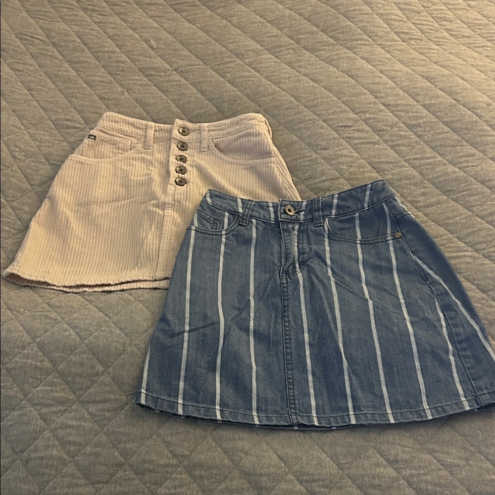 Stylish Pink and Blue Striped Skirt Set